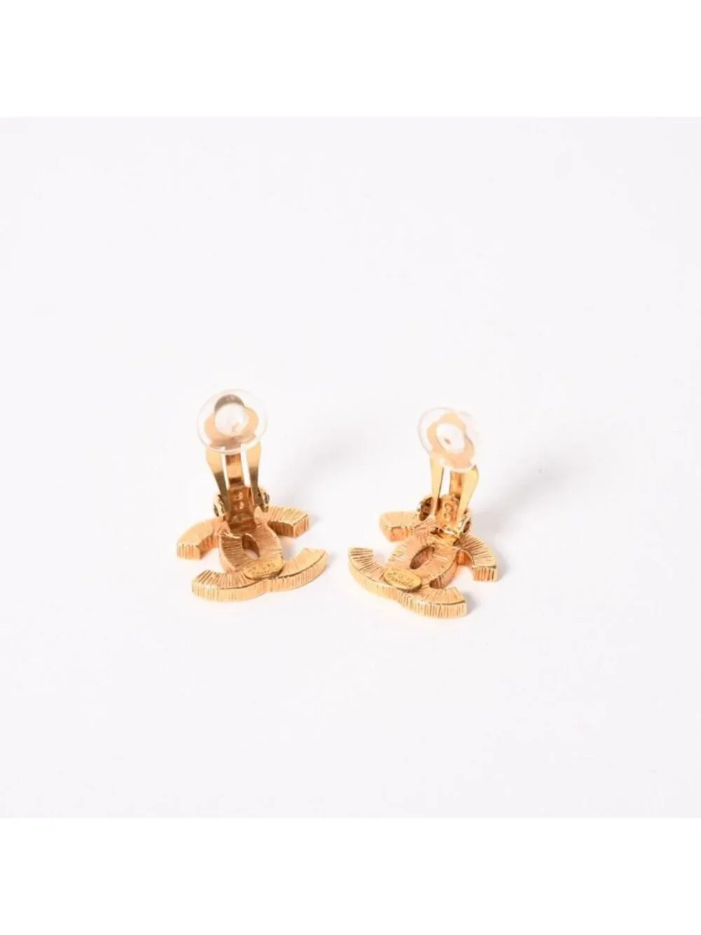 Chanel CC Logo Earrings 05 Gold Brown Metal